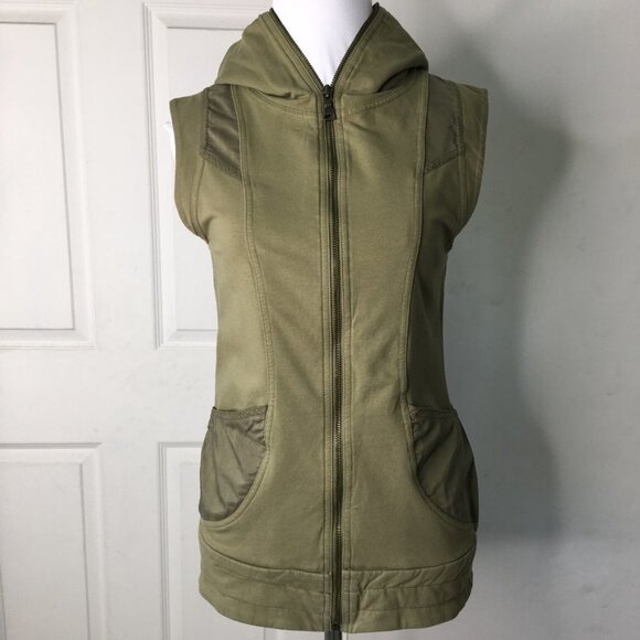 Alice + Olivia Tops - Alice + Olivia Womens Army Green Zip Up Hoodie Vest Shirt Size XS